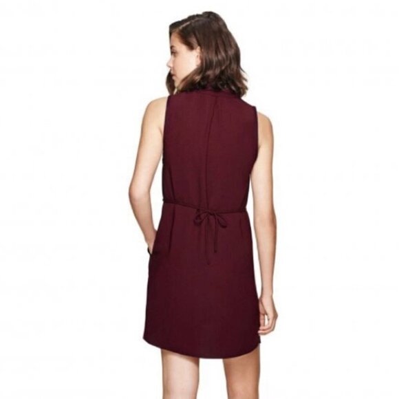 Aritzia WILFRED Burgundy Red Draped Neckline Sabine Mini Dress Size XXS - Picture 8 of 16
